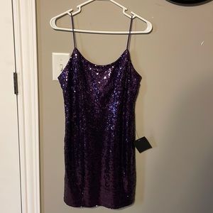 purple sequin mini dress